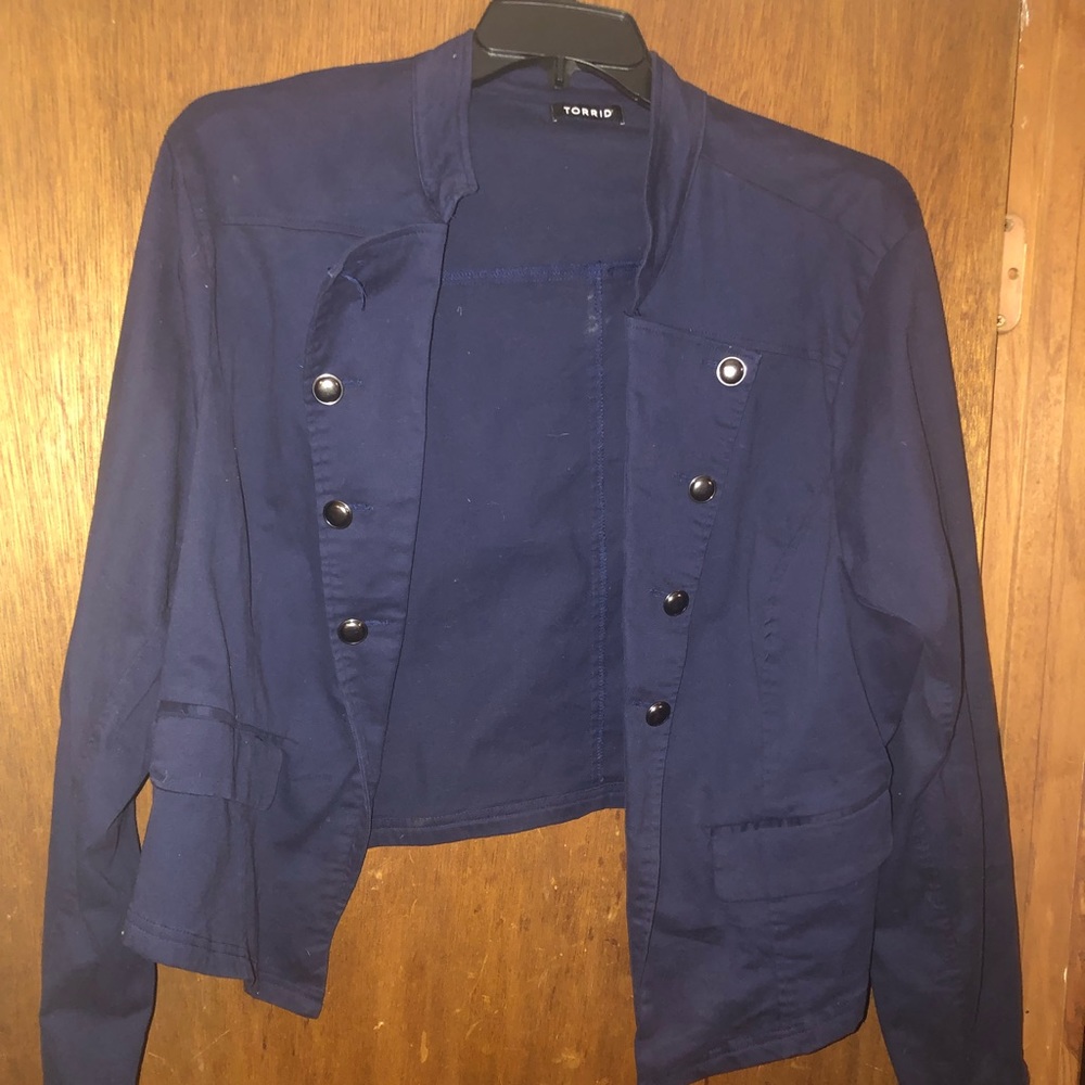 Torrid navy military style jacket, size 4.